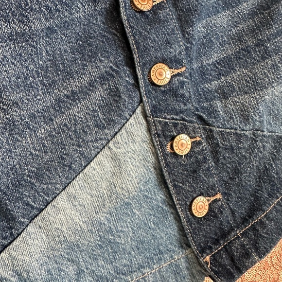 American Eagle Denim skirt Size 2 Color Blue. Super High Rise A-Line Patchwork. - Picture 5 of 10